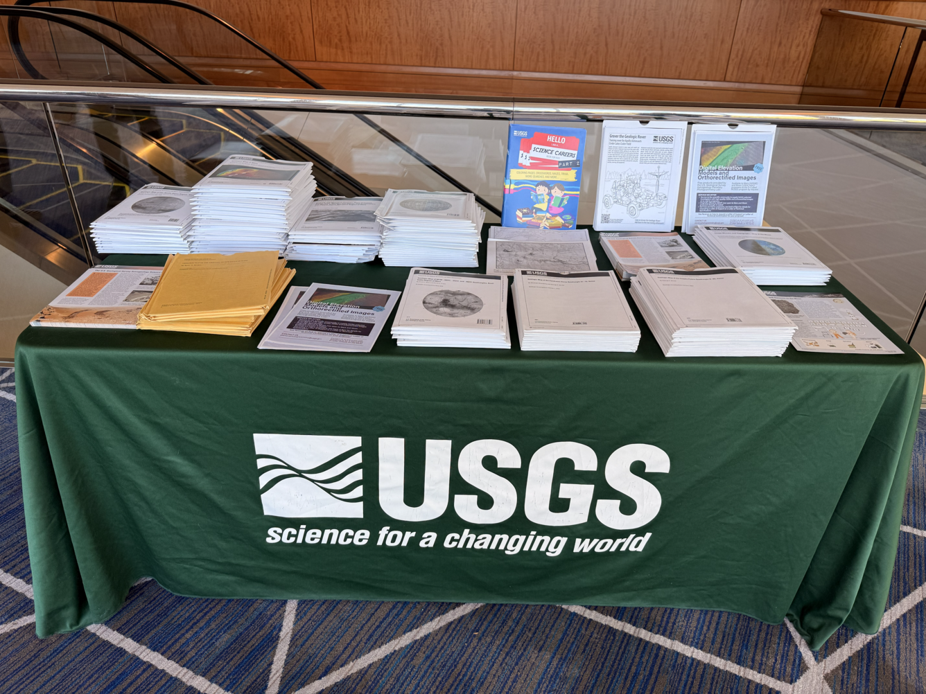 A table of USGS maps at the LPSC conference