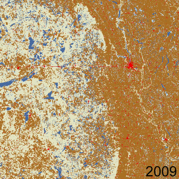 Animation of land cover change in east-central North Dakota