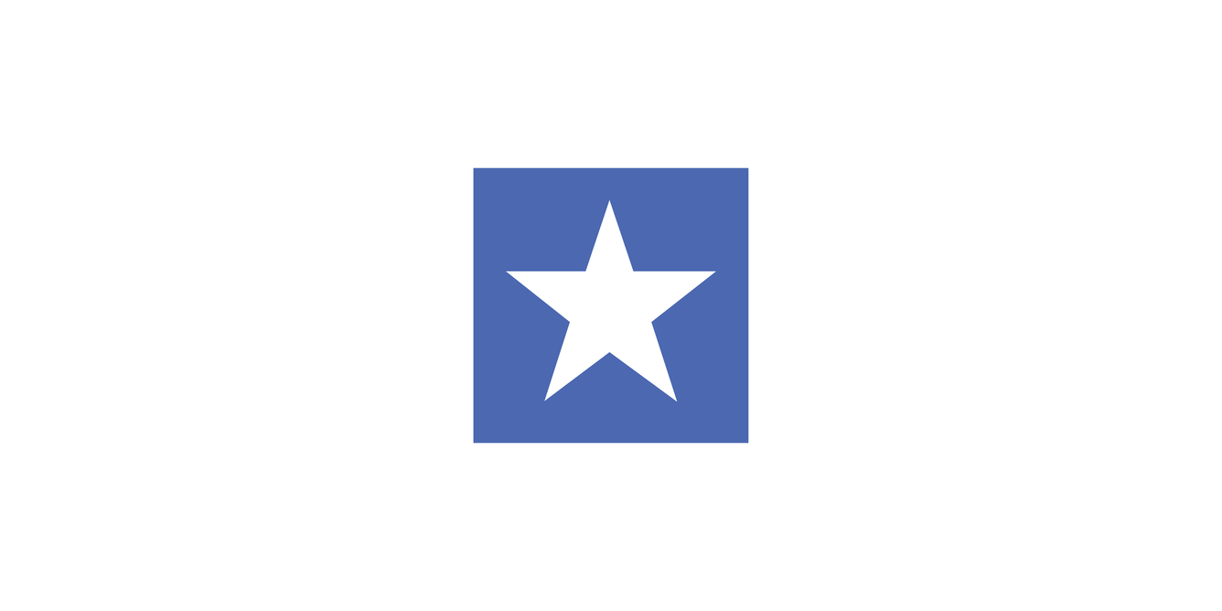 White star inside of a blue square.