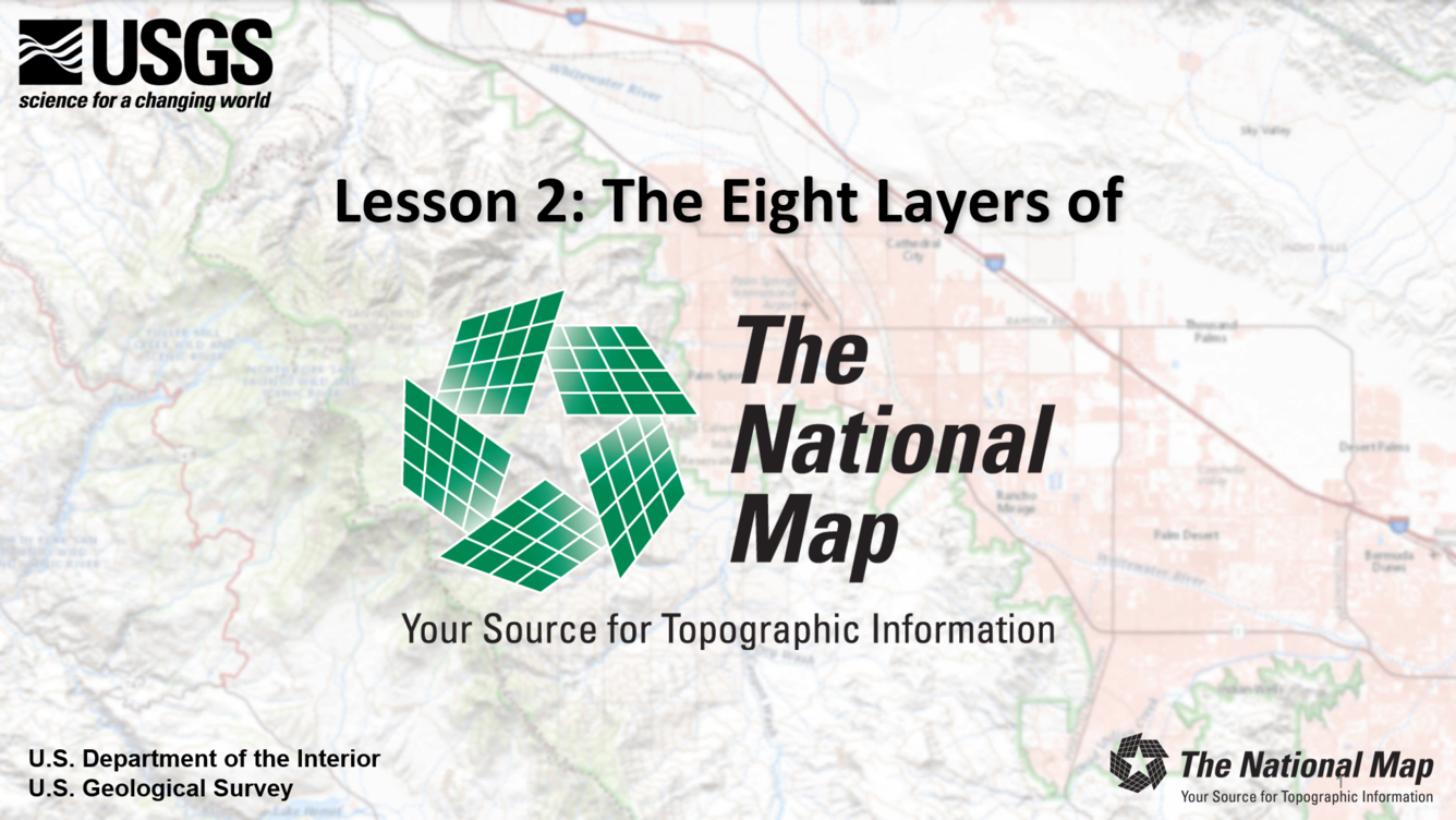 Screenshot of the training video title "Lesson 2 - The Eight Layers of The National Map"