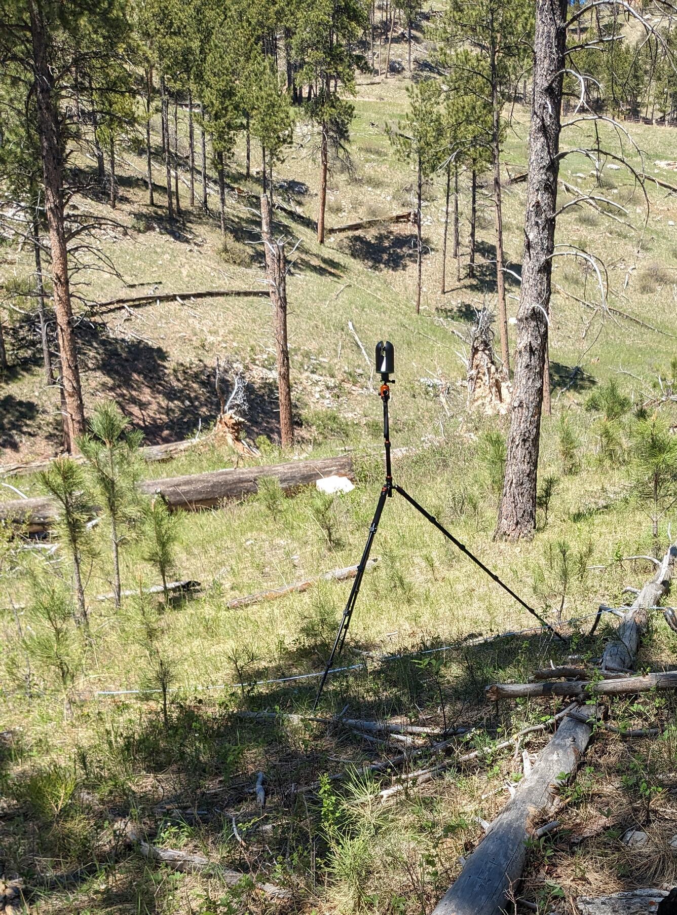 A lidar scanner in the woods