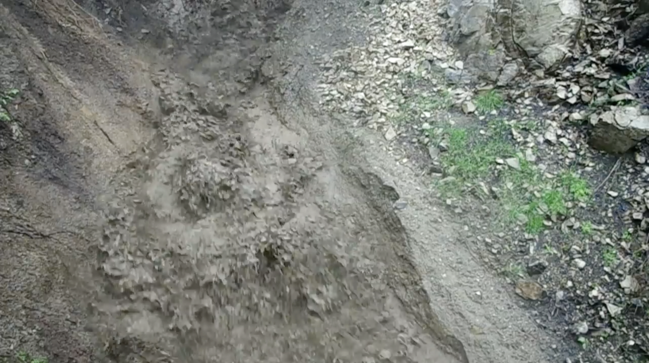 Debris flow on a hill