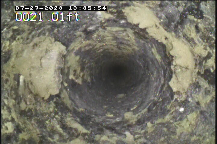 Calcium deposits looking down groundwater well 29AA03