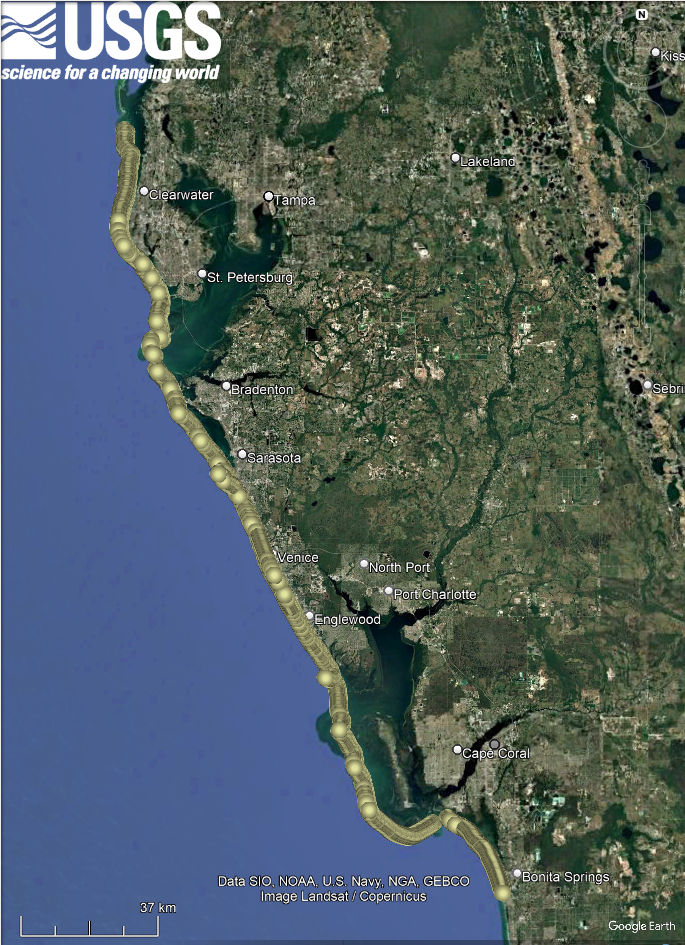 Map of aerial survey area in western Florida