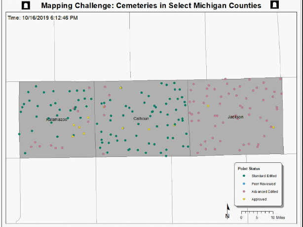TNMCorps Mapping Challenge: Timelapse of Cemeteries in Select MI Counties