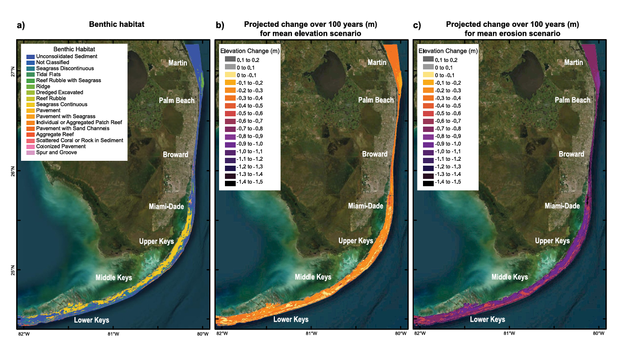 Maps showing FL coral reef degradation