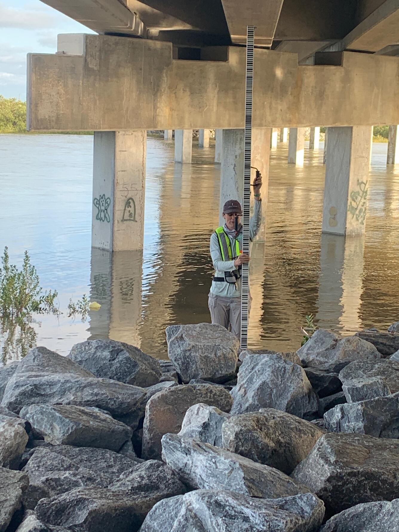 USGS surveys high water marks from Hurricane Ian in Marineland, Florida.