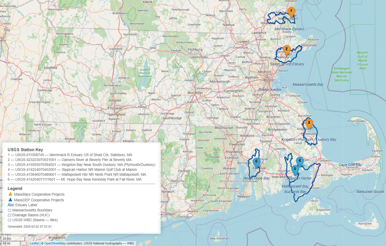 Map sites along the coast of Massachusetts.