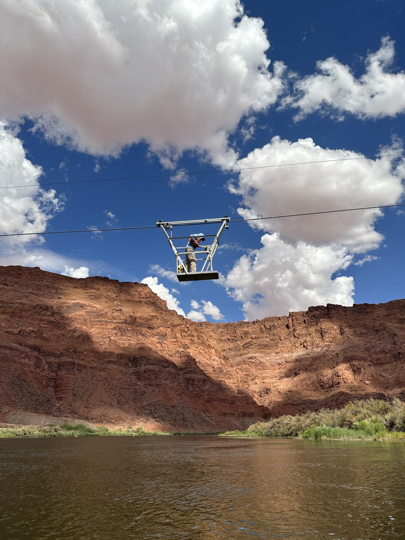 Sampling the Colorado River at Lees Ferry (USGS station 09380000).