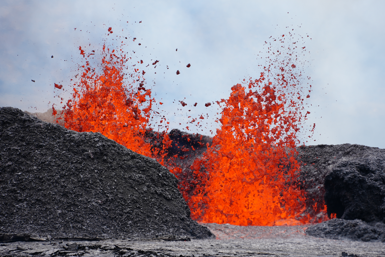 Color photograph of erupting vent