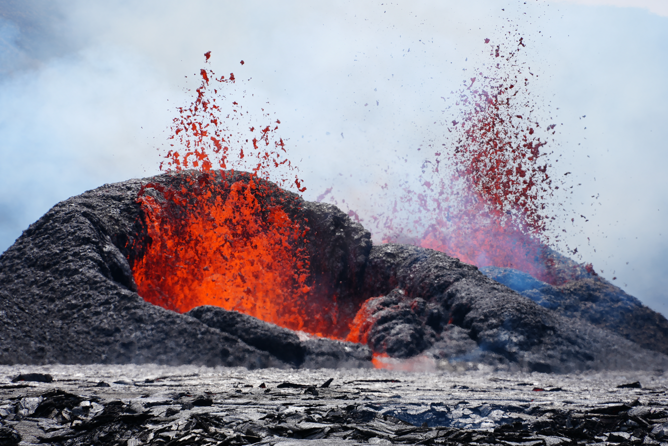 Color photograph of erupting vent