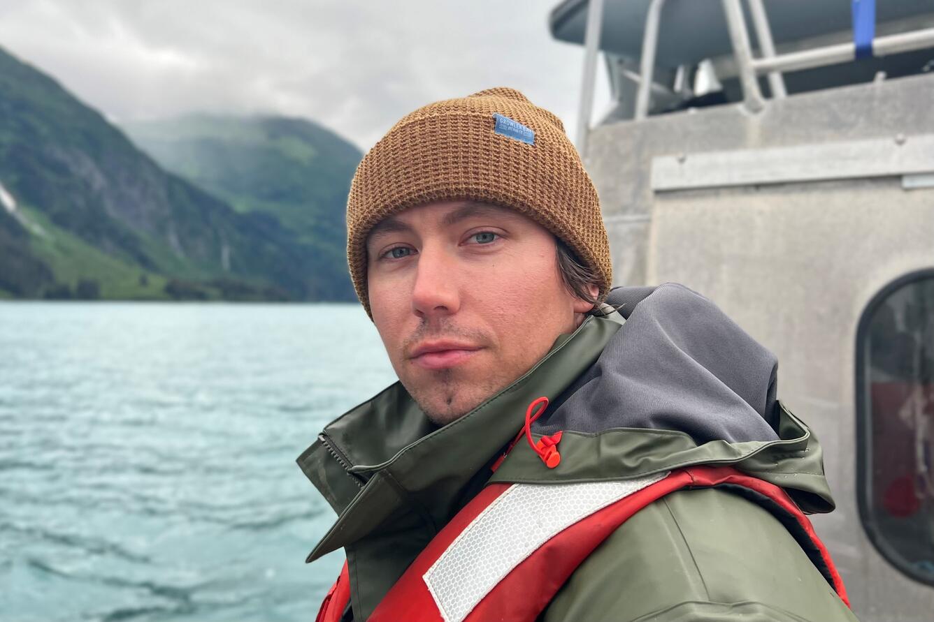 charlie on a boat in Prince William Sound, AK