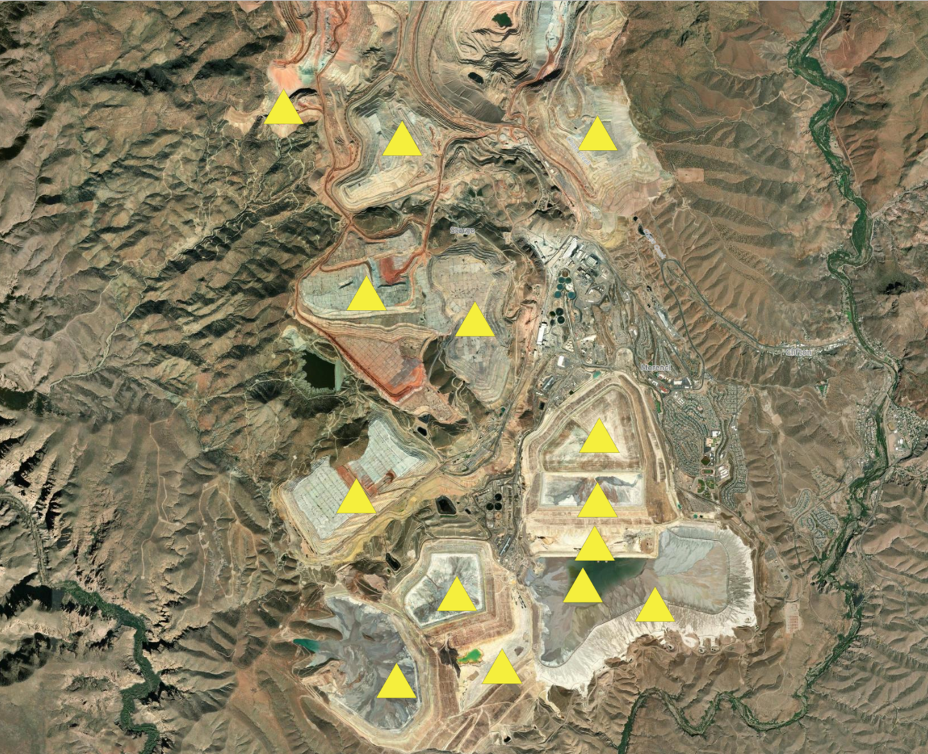 Mine wastes in the National Mine Waste Inventory at the Morenci mine, Arizona