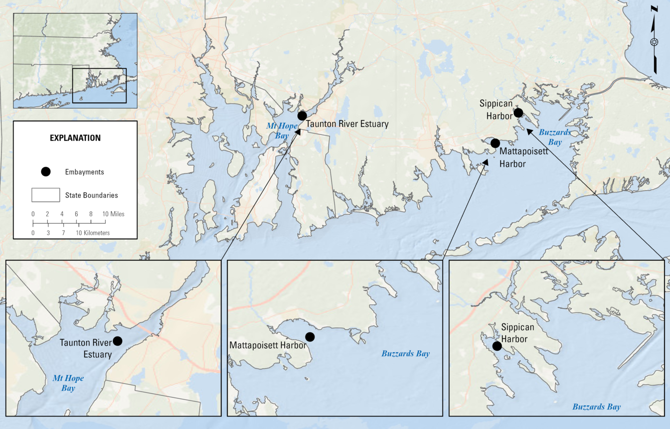 Map of Mount Hope and Buzzards Bay.