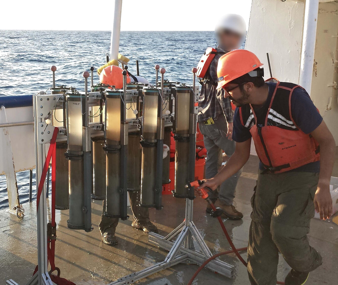 Multicores onboard the research vessel Pelican