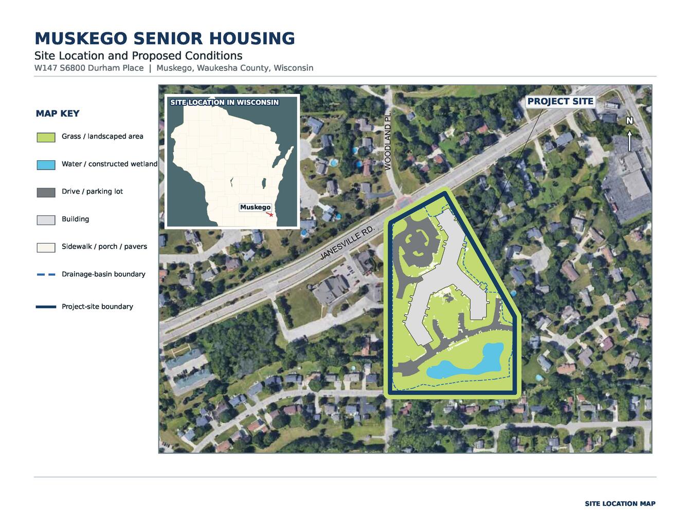 Muskego Senior Housing Site Location and Proposed Conditions map