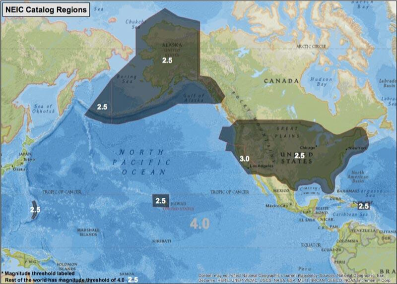 NEIC Catalog Regions