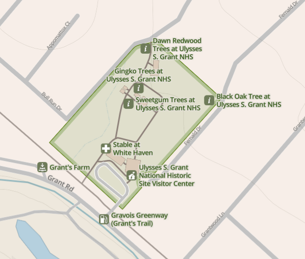 Partial screen grab of NPS map