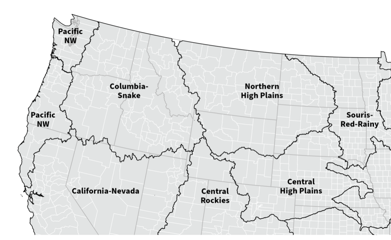 Map of Northwestern U.S. broken down into NWAAS regions.