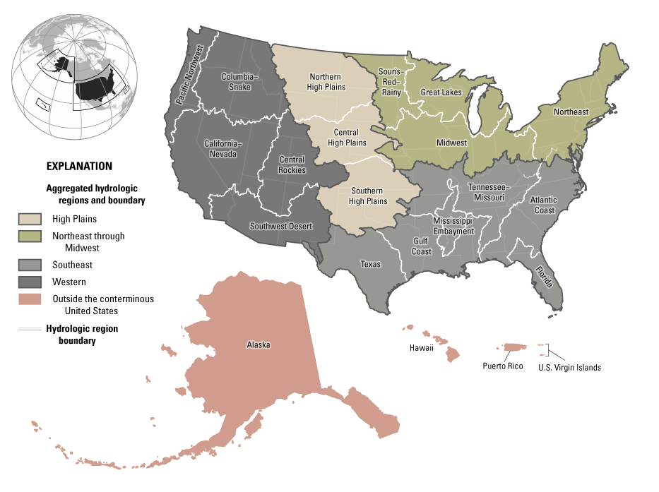 NWAA regions map, including aggregated regions