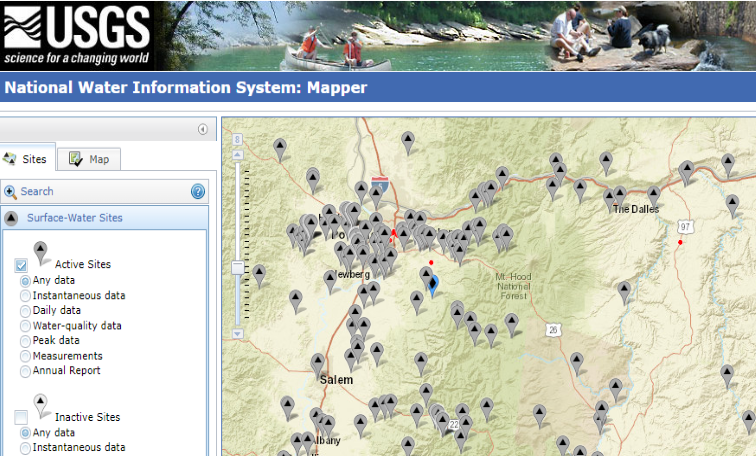 National Water information systems map image. Preview of link destination.