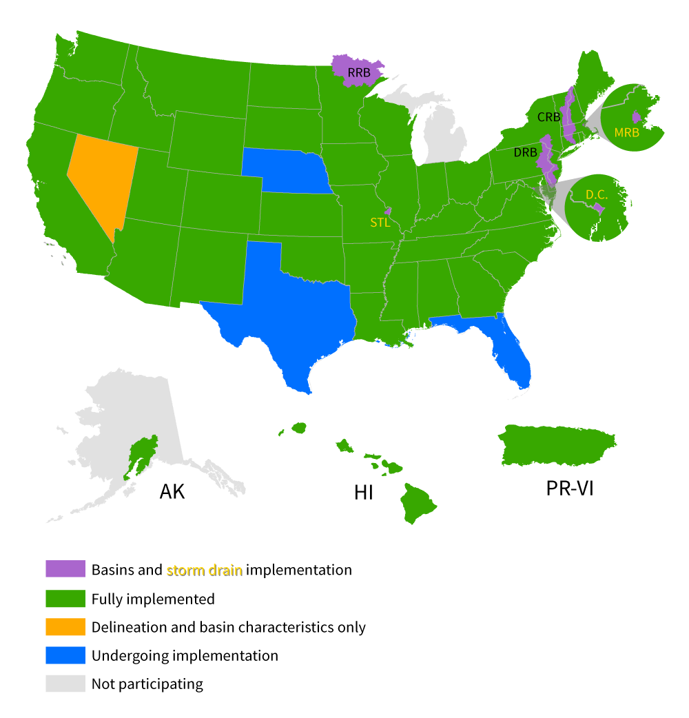 StreamStats map of implementation status