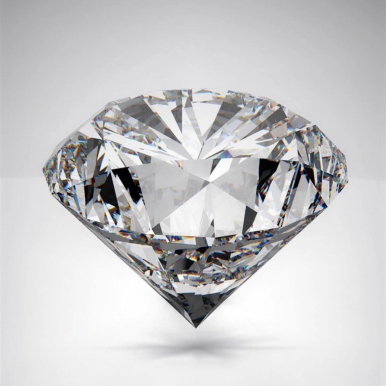 A diamond sits