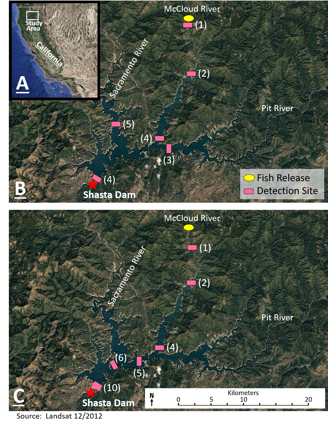 study map of Shasta Dam