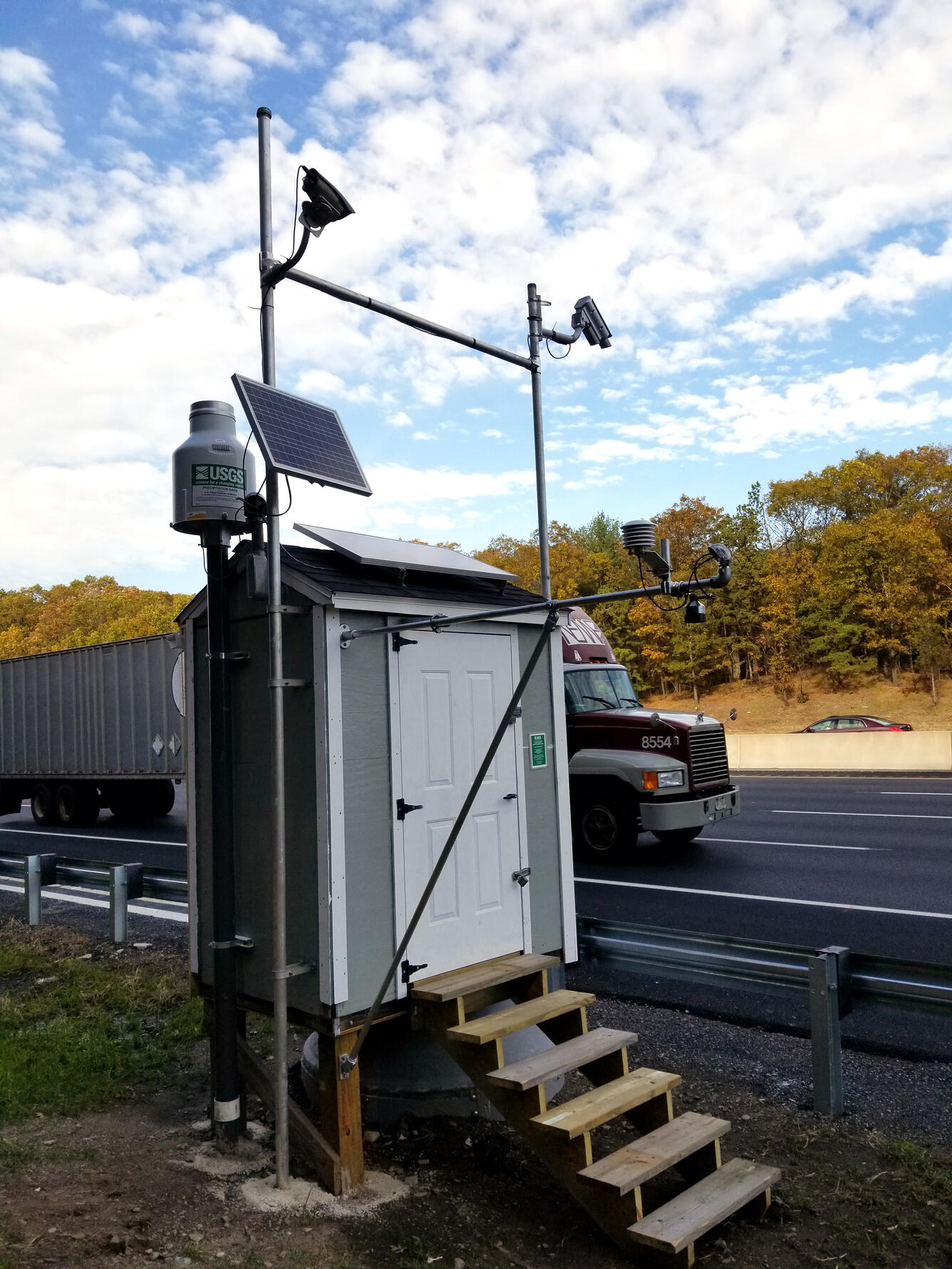 USGS highway monitoring station on the Open-Graded Friction Course pavement site