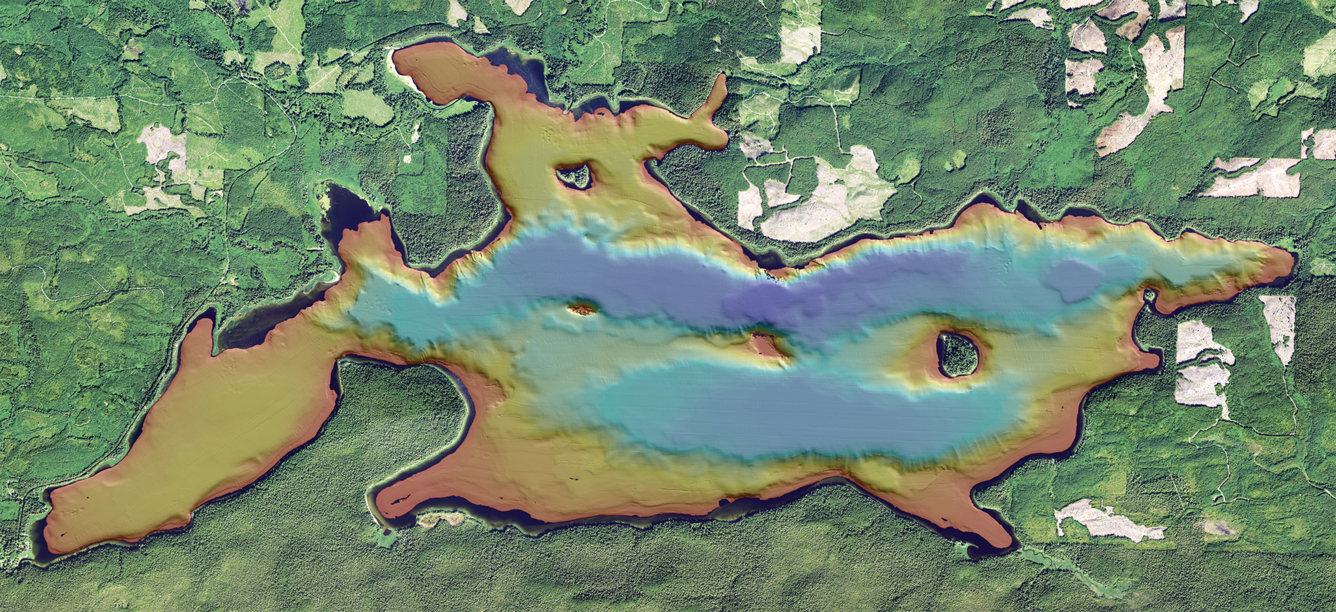Bathymetric map of Ozette Lake in Washington State