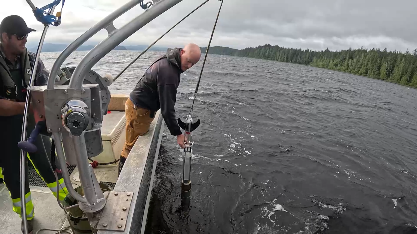 Photo of scientists bob coring at Ozette Lake in 2025