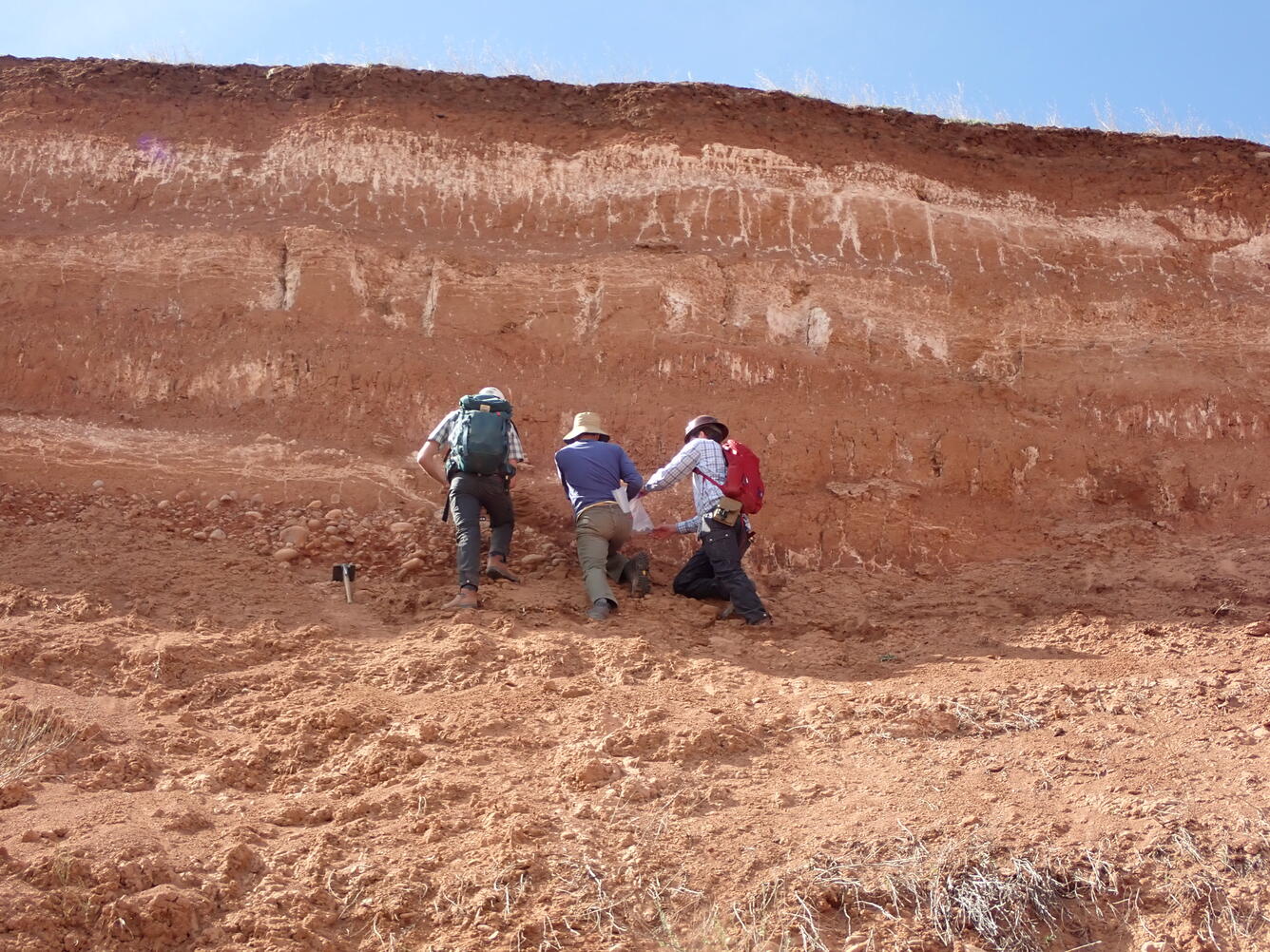 USGS Research Geologists examining loess deposit