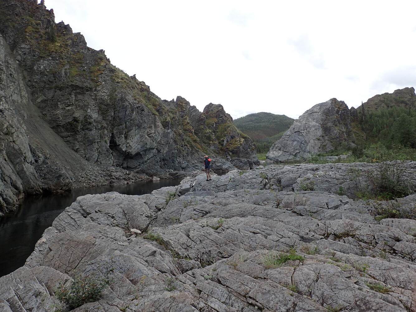 USGS scientist at The Kink, North Fork Fortymile River, Alaska