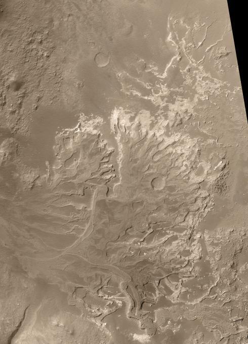 Fan-shaped deposit discovered by NASA's Mars Global Surveyor orbiter