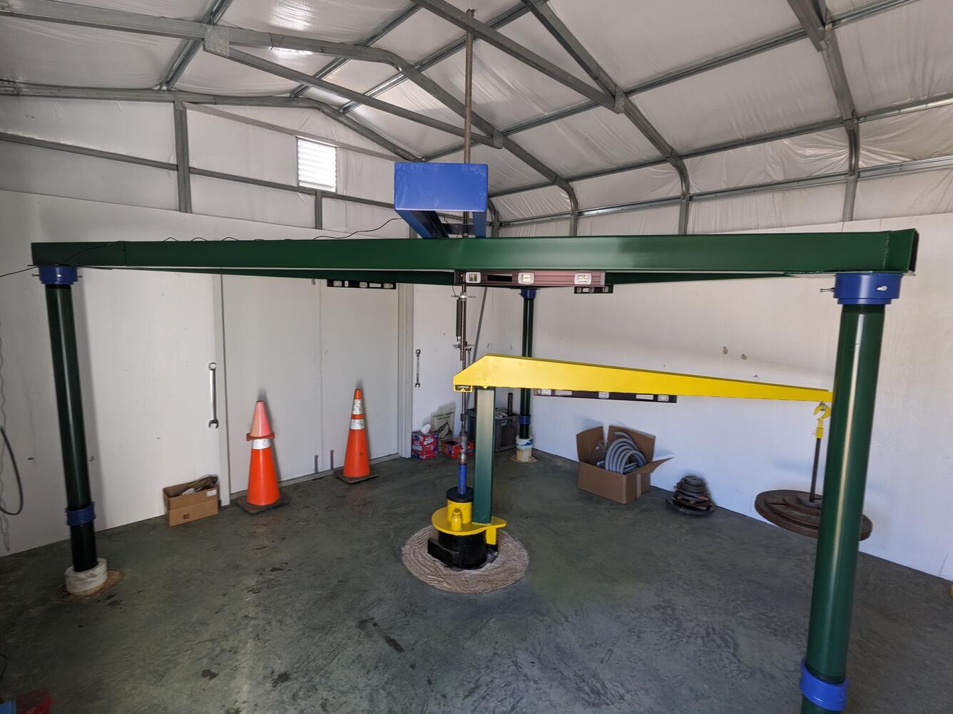 Surface instrumentation for the West Point extensometer, including instrument table and fulcrum arm.
