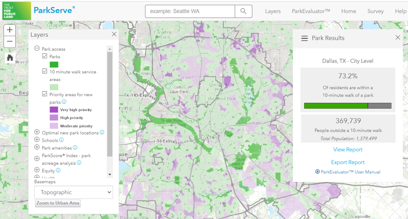 ParkServe® mapping platform