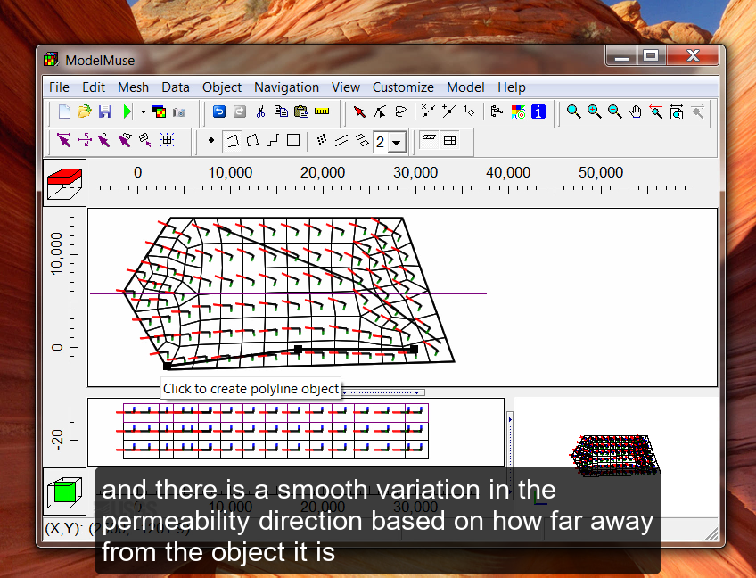 ModelMuse screen capture with a visualization of the permeability tensor.