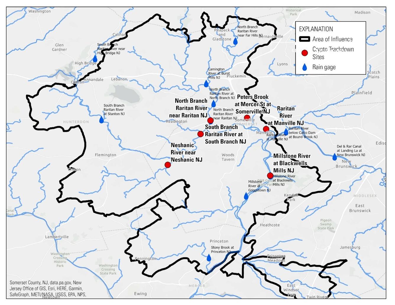 Map depicting the basin for the study