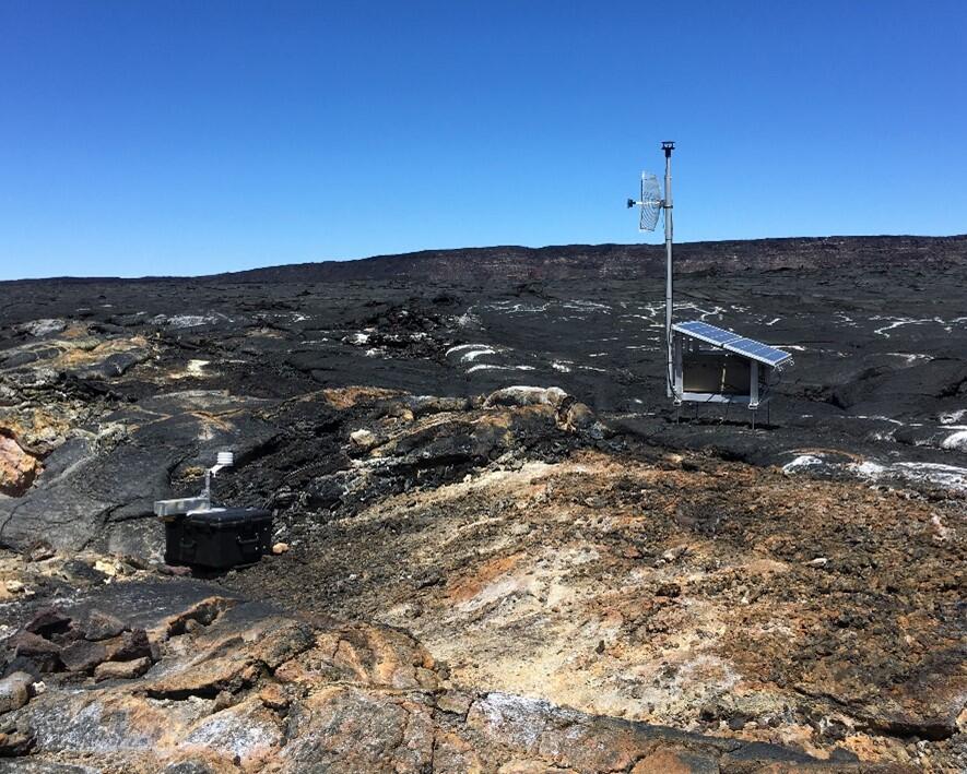 Color photograph of volcanic gas monitoring station