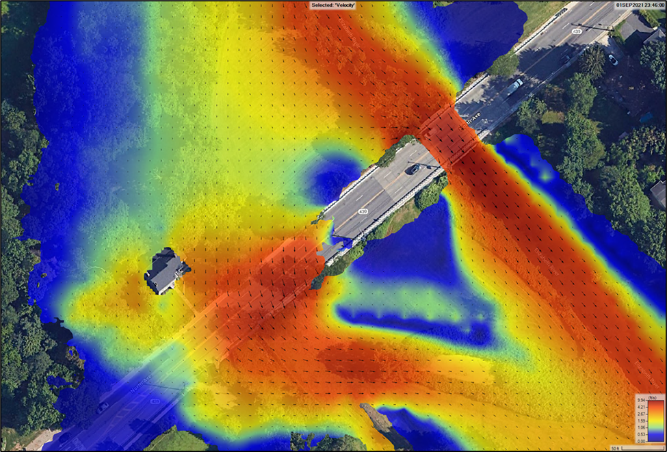 Colorful thermal image of channel flow divisions