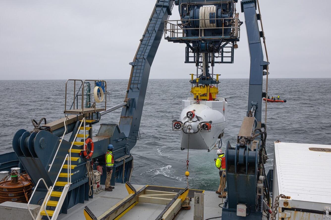 Deploying the U.S. Navy’s three-person human-occupied vehicle (HOV) Alvin submarine