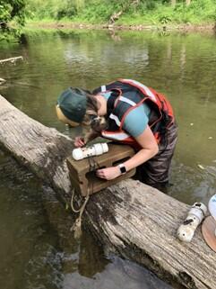 M.S. Student Hannah Swain-Menzel is collecting temperature data