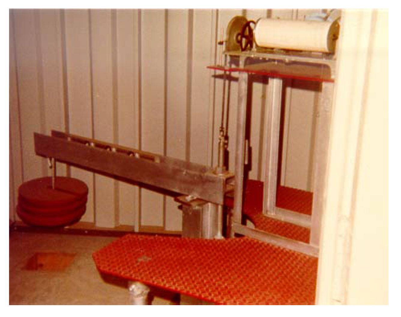 A photograph of the original Franklin extensometer.