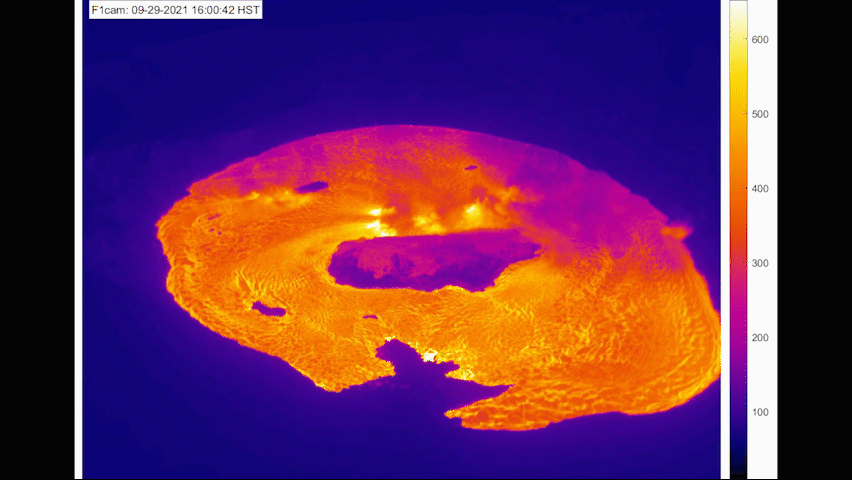 Thermal webcam GIF shows one week of eruptive activity in Halema'uma'u