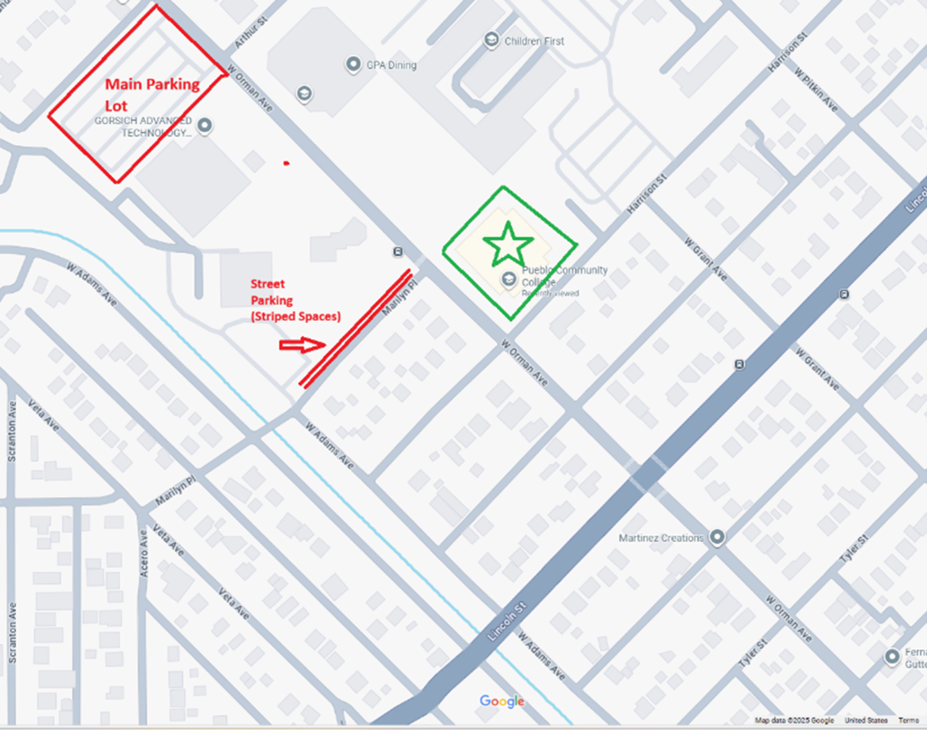 Inset map of 2025 STREAM Workshop location in Pueblo, CO