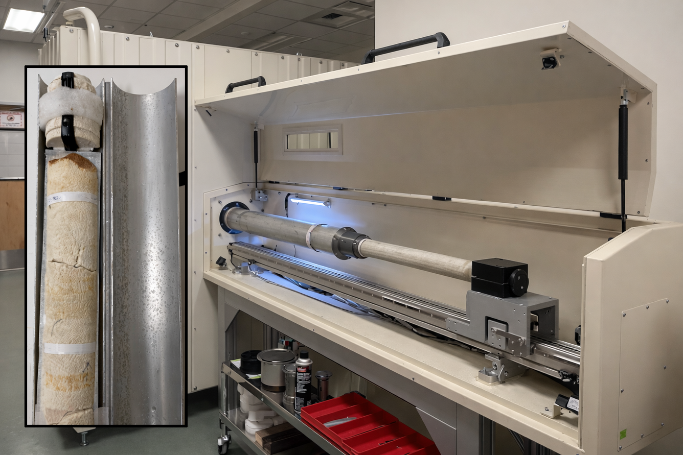 Rotating x-ray computed tomography scanner with coral core