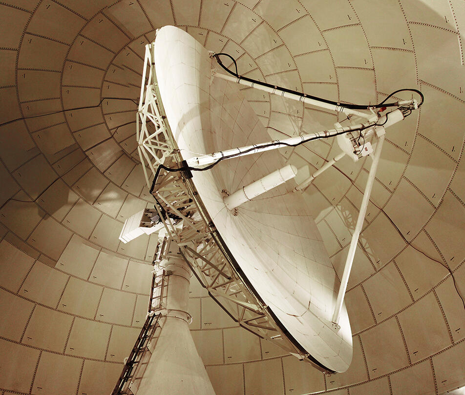 Landsat antenna inside the protective radome