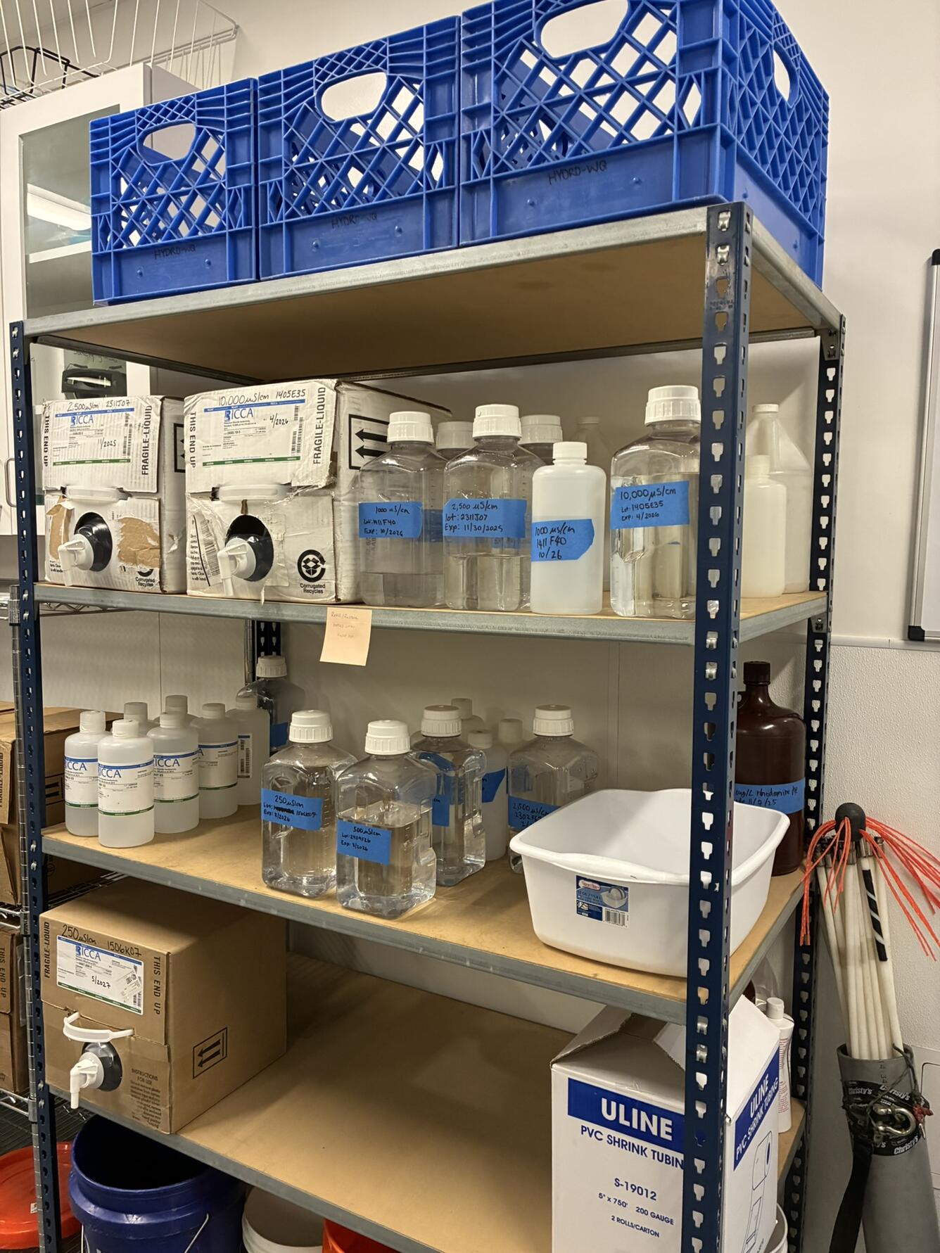 Testing area with bins