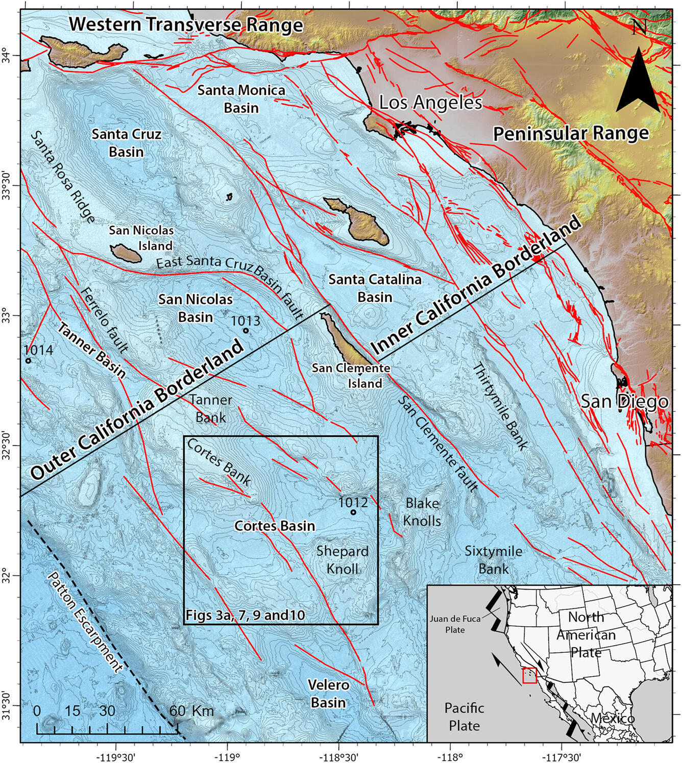 Regional bathymetric map of Southern California and California Continental Borderland