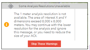 Screenshot of a Resolution Warning pop up - see detailed description for more information